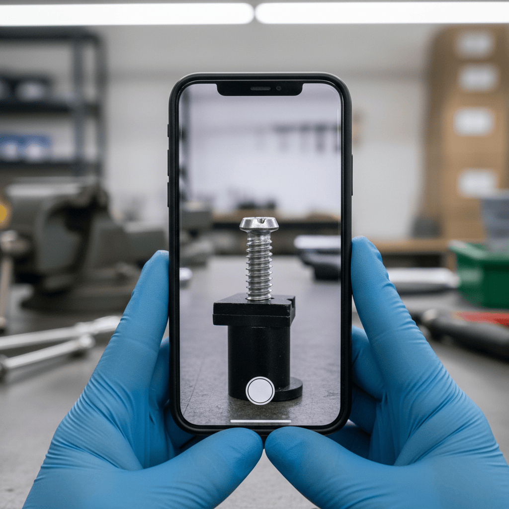 Capturing a fastener photo with a phone camera